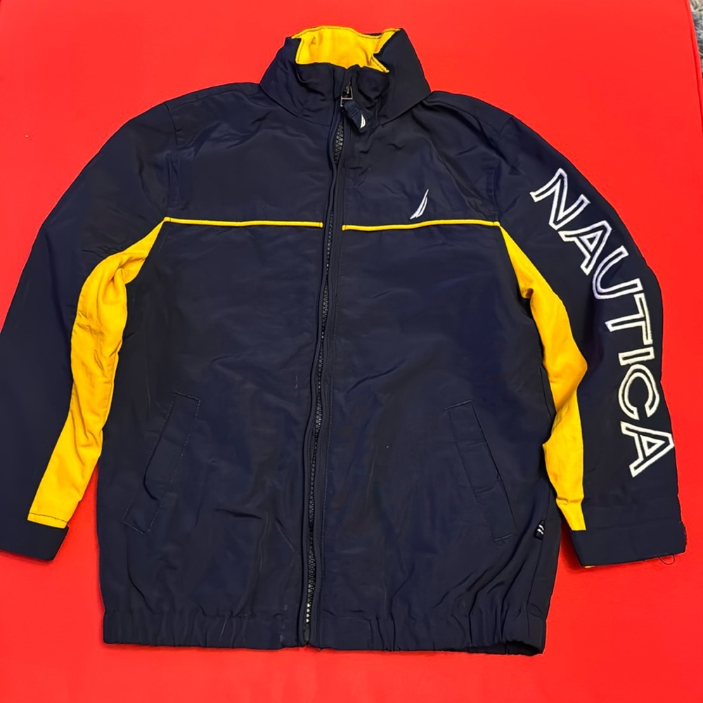 Great condition Boys blue and yellow zippered Nautical jacket